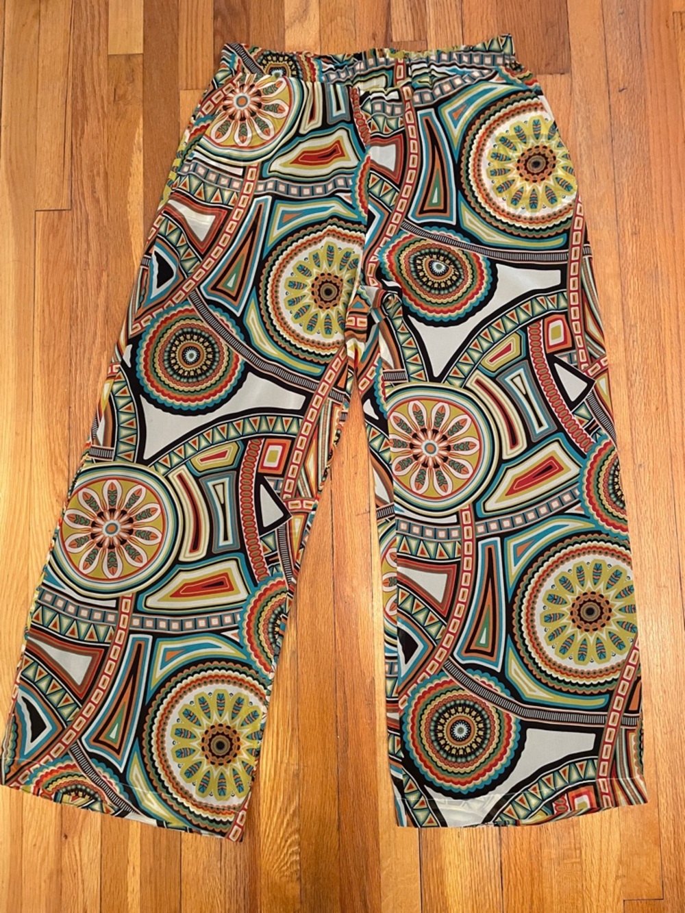 MARA’S COLLECTION Vibrant Boho Hippie Pattern Chiffon Palazzo Summer Flowy Pants